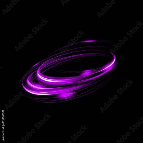 Obraz na plátně A vibrant swirling vortex of purple light against a stark black background creat