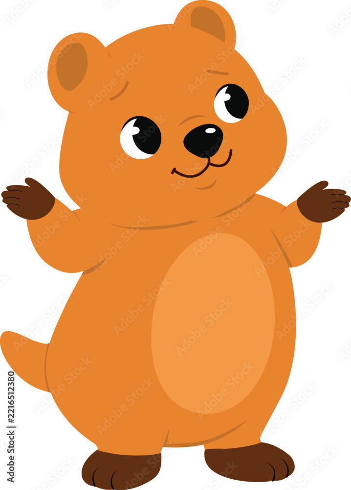 Fototapeta premium Mischievous Quokka Character After Getting into Trouble