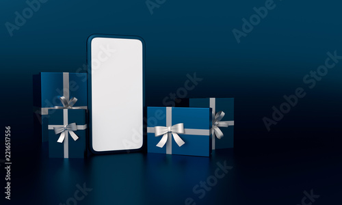 Mobile phone and gift boxes for online shopping