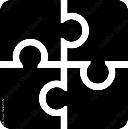 Jigsaw Puzzle Pieces Solution Strategy Flat Vector Icon