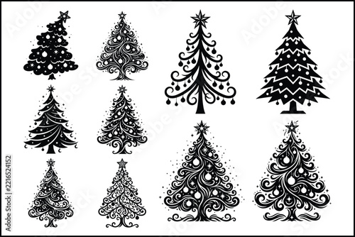 Christmas Tree Silhouette Vector Bundle