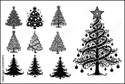 Christmas Tree Silhouette Vector Bundle
