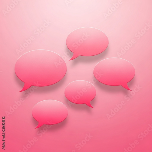 Minimalist Pink Speech Bubbles Floating in Modern Abstract Background for Creative Design