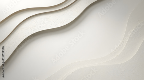 Minimalist abstract architectural background featuring layered white wavy