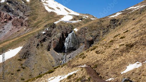 Maiden Braids Waterfall in summer in the Elbrus region, Russia