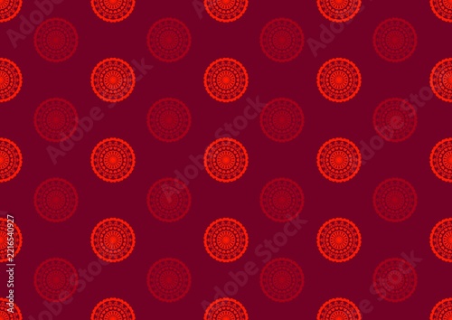 Seamless Red Maroon Mandala Pattern Vector Background