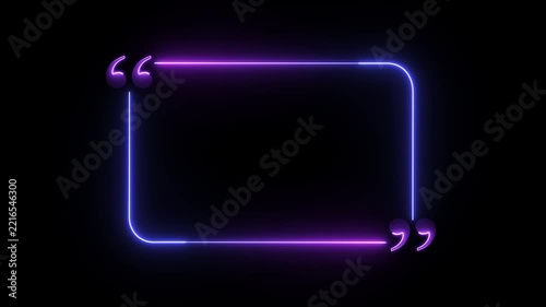 A glowing neon quotation mark box with a blue and purple gradient outline on a dark background, commonly used as a text or quote frame for video editing, social media reels, or presentations.
