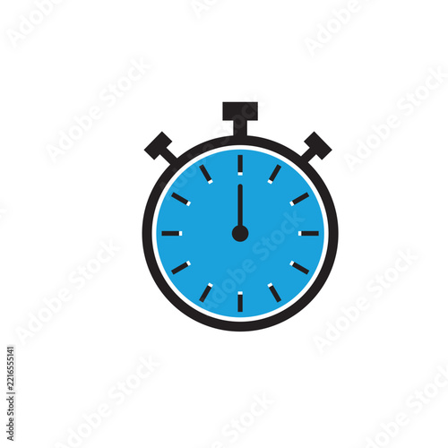 Turquoise Stopwatch Timer Icon Line Art Isolated on White Background