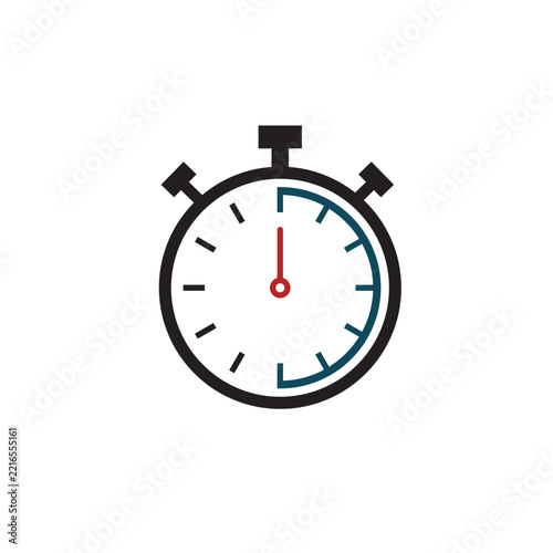 Turquoise Stopwatch Timer Icon Line Art Isolated on White Background