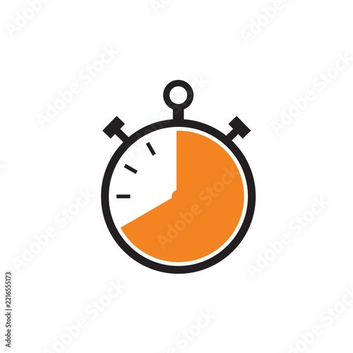 Turquoise Stopwatch Timer Icon Line Art Isolated on White Background
