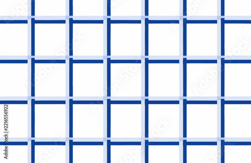 Hand-Drawn Navy and Light Blue Windowpane Plaid Seamless Pattern Vector