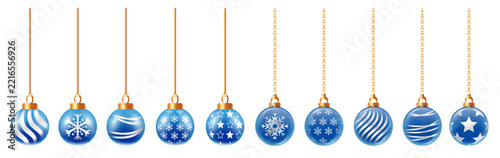 Winter Hanging Blue Baubles Decoration Collection