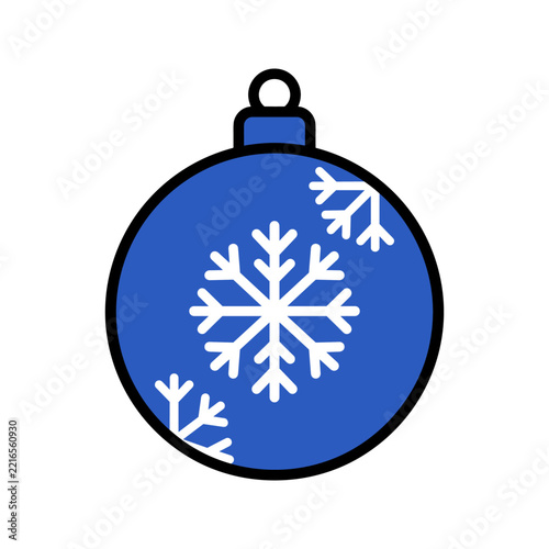 Blue christmas bauble ornament with white snowflake patterns