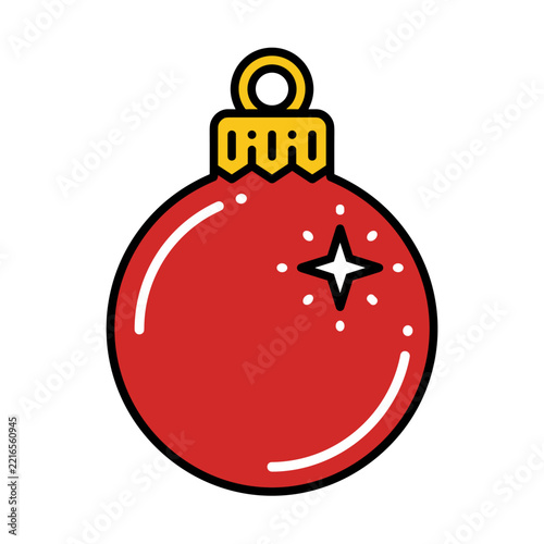 Red christmas bauble ornament vector on white background