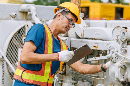 Engineer Inspecting Check Heavy Machinery Coal Mining Industry Truck Service Maintenance for Safety