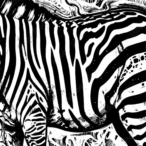 Bold Black and White Zebra Stripe Animal Pattern with Organic Wildlife Texture