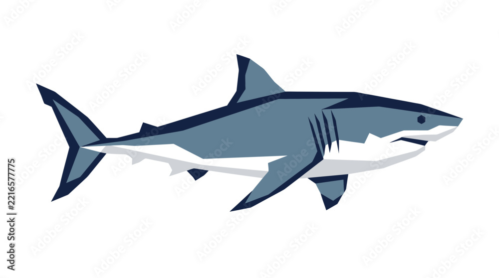 Fototapeta premium Stylized Great White Shark Illustration Isolated