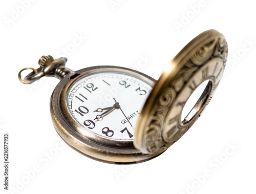Vintage brass pocket watch showing passing time