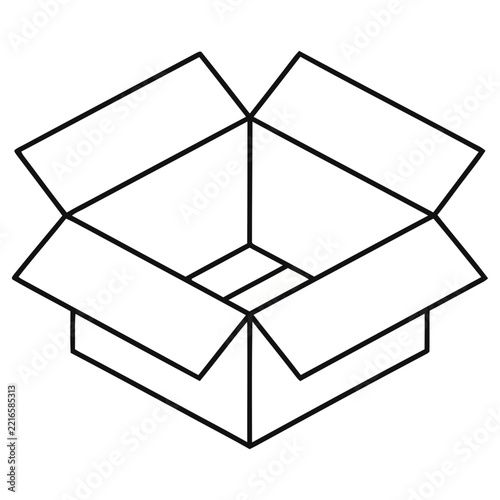 Open cardboard box outline