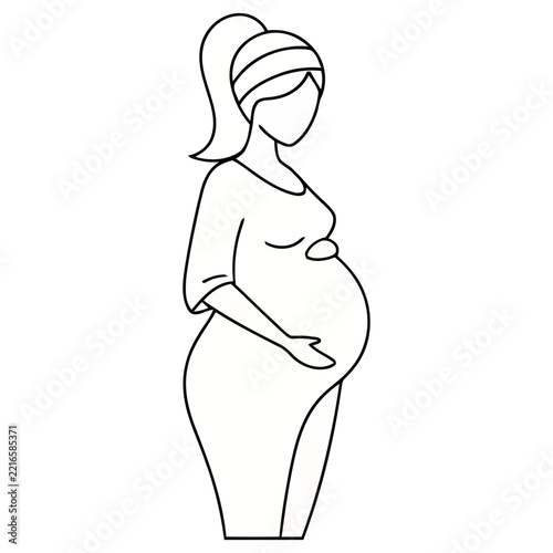 Pregnant Woman Line Art