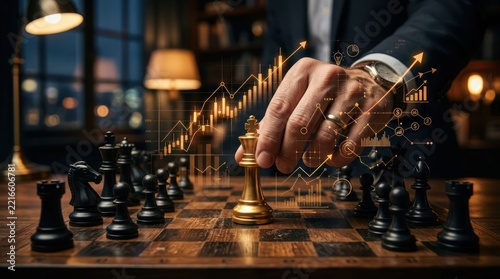 Strategic Business Decision Making with Chess and Financial Growth Overlay.