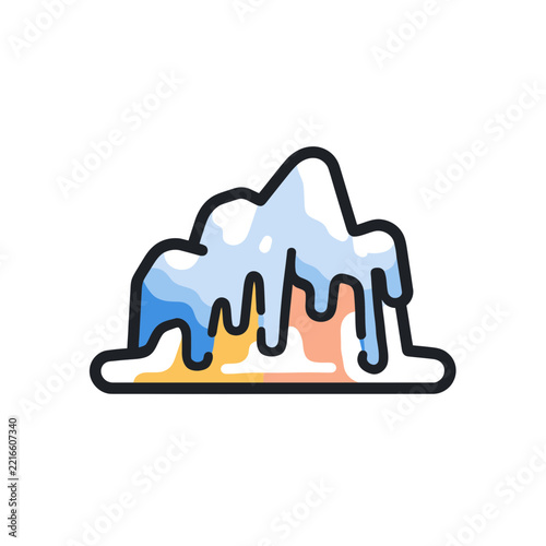 Vibrant Melting Glacier Isolated on Transparent Background
