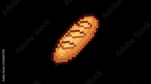 Pixel Art Baguette Bread Floating Spinning 3D Animated Item