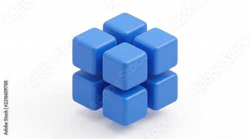Blue interlocking cube pattern showing connection, teamwork, and collaboration concept for business technology and education visuals