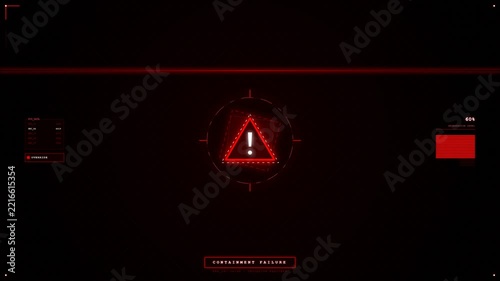 Futuristic hud system displaying a glowing red warning signal