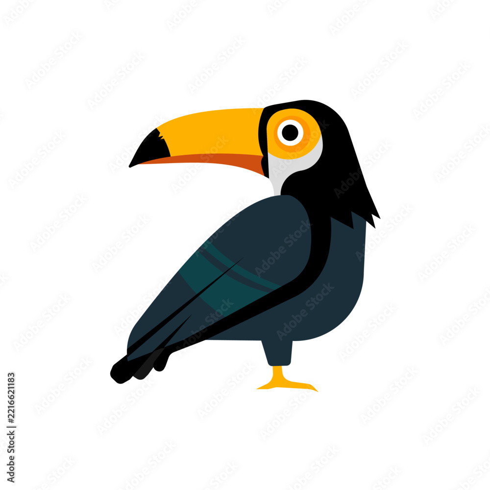 Fototapeta premium Toucan bird standing isolated, vector illustration