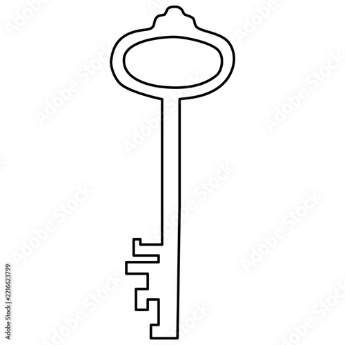 Hand-Drawn Vintage Skeleton Key Line Art Illustration for Halloween Spooky Craft Designs
