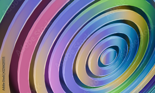 Pastel 3D ring layers in oblique close-up