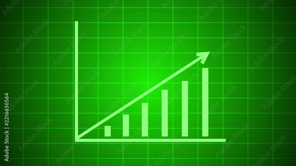 Simple rising bar chart with an upward arrow showing growth progress ...