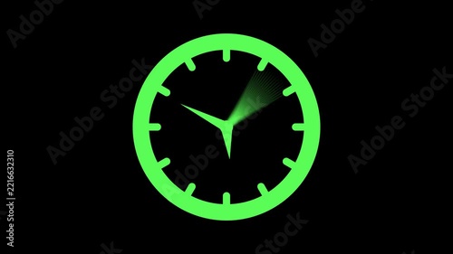 Analog clock with motion blur showing the passage of time and a simple modern design animation