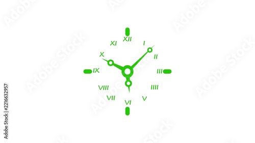 Minimal analog clock face with roman numerals and hands animation