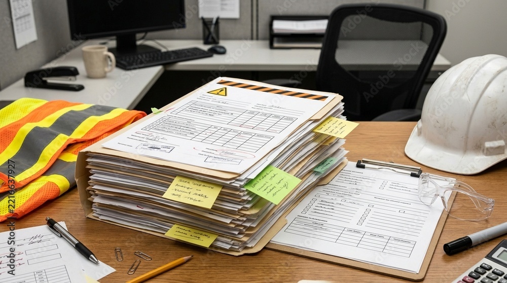 Obraz premium Safety incident investigation folder on office desk