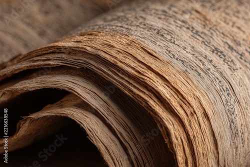 Ancient Egyptian papyrus with hieroglyphs, the texture of the material.