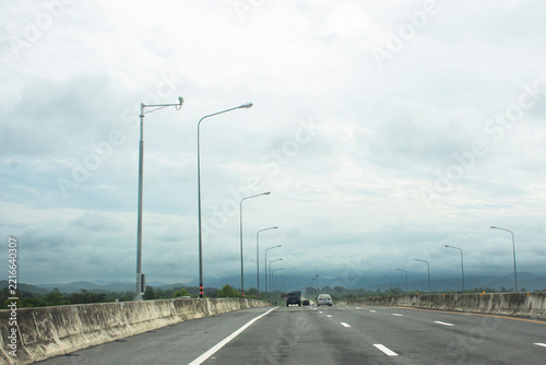 Obraz na plátně View landscape of highway street and traffic road at intercity motorway routes m