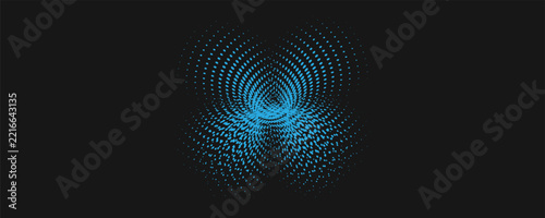 Abstract Blue Digital Particle Vortex On Black Background — Data Visualization, Technology Concept, Motion Pattern