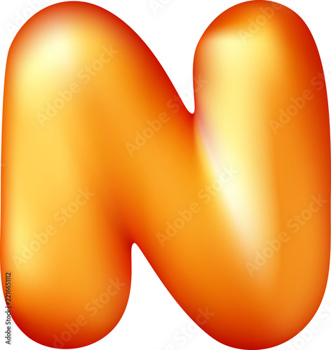 Glossy gold 3D balloon letter N