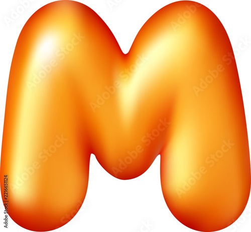 Glossy gold 3D balloon letter M