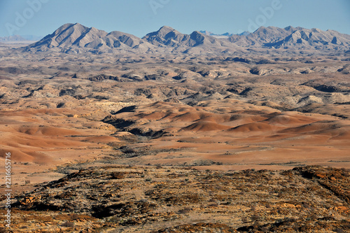 African landscape, desert and mountains.