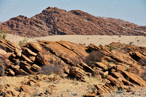 African landscape, desert and mountains.