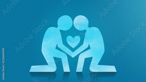 Fotografie Abstract human figures with a heart conceptual illustration