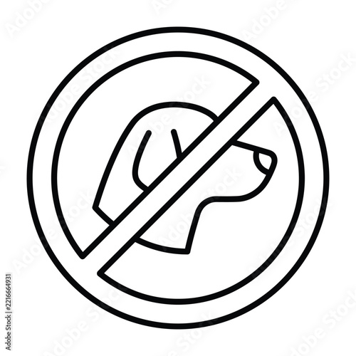 No pets allowed symbol with dog silhouette no pets animals crossed out friendly dog head