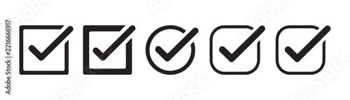 Black outline checkmark box icons on transparent grid for survey and questionnaire applications.