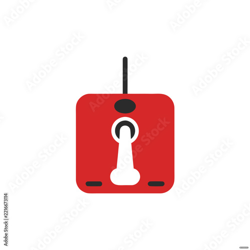 Collection of twelve red fire alarm pull station vector icons

