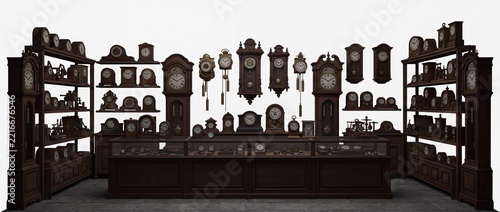 Vintage Clock and Antique Collectibles Displayed in Classic Room Setting.