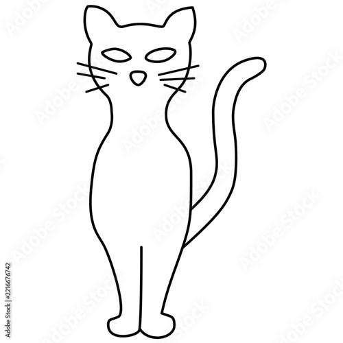 Hand-Drawn Spooky Cat Familiar Line Art Illustration for Halloween Spooky Craft Designs