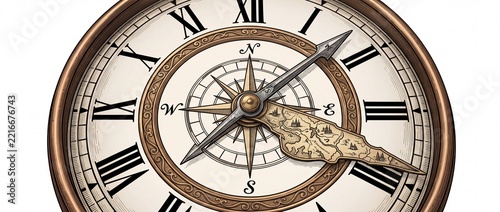 Vintage Clock with Roman Numerals and Intricate Details.